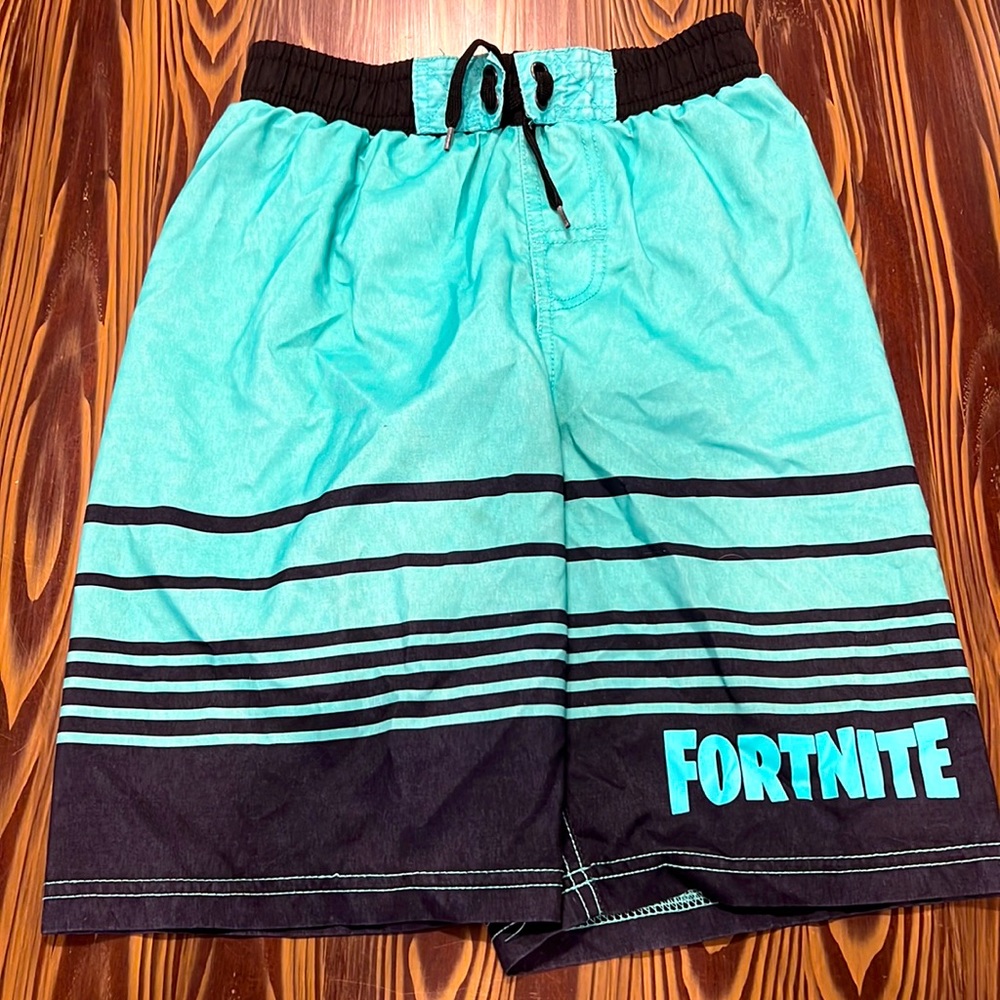Fortnite Boys swim trunks aqua and black